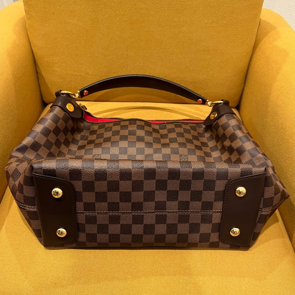 Louis Vuitton Brown Damier Ebene Shoulder Bag with Red Interior